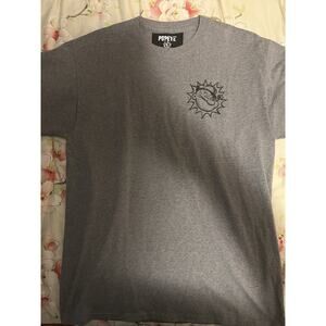 Popeye Shirt Men Medium Gray Cotton The Sailor Man Cartoon Short Sleeve Tee